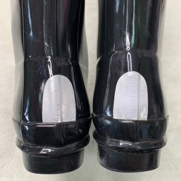 Hunter Kids Girl Boy Black Reflective Glossy Rubber Tall Rain Boots Size 5B / 6G - Picture 10 of 16